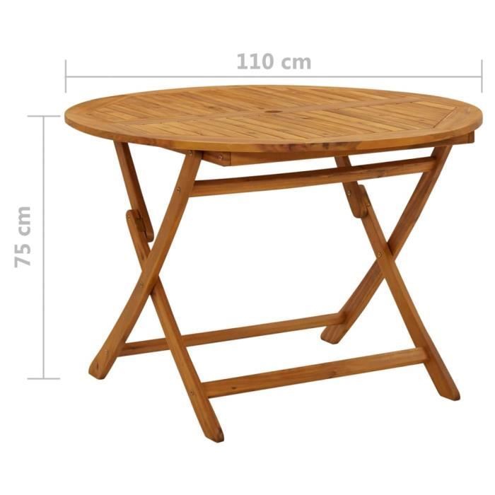 Mesa de jardín plegable vidaXL de 110 cm, de madera maciza de acacia.