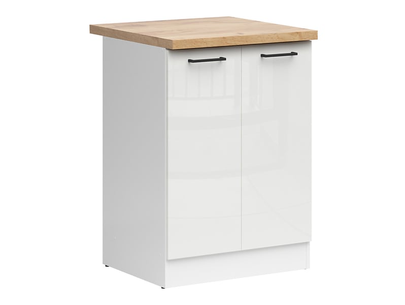 Szafka kuchenna dolna Junona Line 60 cm kredowy połysk z blatem