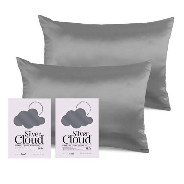 Kissenbezüge aus anthrazitfarbenem Satin „Silver Cloud“ (2er-Pack)