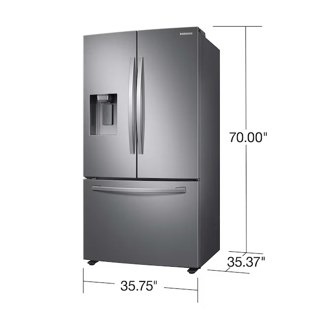Samsung 27 köblábas franciaajtós hűtőszekrény dupla jégkészítővel (ujjlenyomat-taszító rozsdamentes acél) ENERGY STAR minősítésű