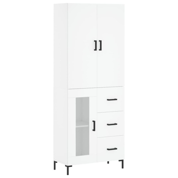 Szafka Biała z Drzwiami Szklanymi 69.5x34x180 cm do Salonu Pokoju