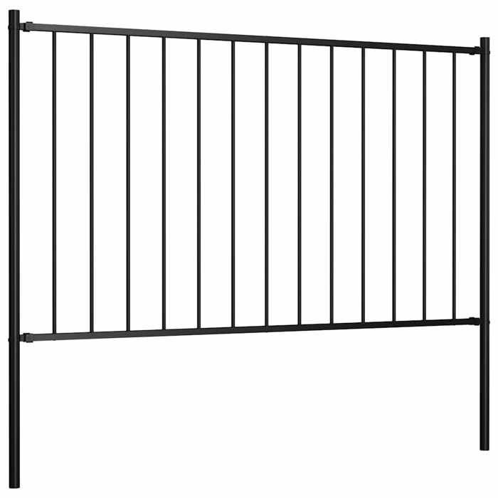 Panel de valla vidaXL Woerden con postes de acero de 1,7 x 1,25 m, negro 145211