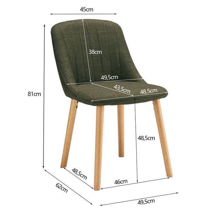 Goeurvant Modern Chairs with Thick Cushion, Ergonomic Backrest and Wooden Legs, Style and Comfort Combined - Set of 6 - Meadow Green