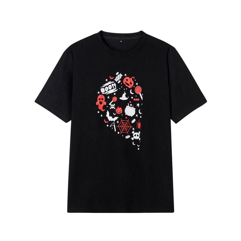 Camiseta de manga corta con estampado gráfico de Halloween para hombre, 100% algodón, estilo casual elegante, nueva moda de verano 2021, FM466