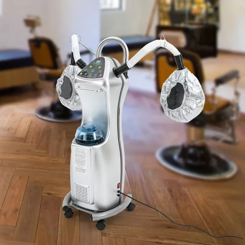 Appareil de soin capillaire professionnel vertical à vapeur 2025 avec bonnet chauffant et roulettes