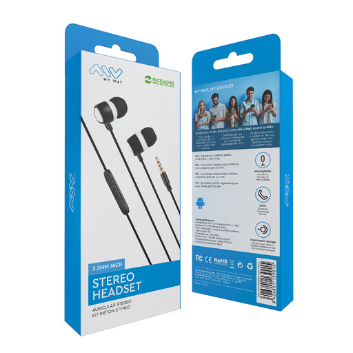 Stereofonní sluchátka Myway 3,5 mm s mikrofonem
