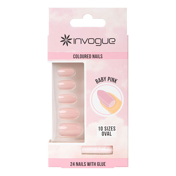 Unghii ovale roz pal Invogue - pachet de 24