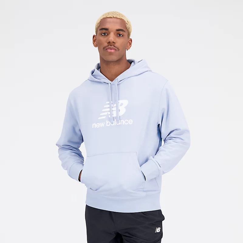 Essentials Herren-Hoodie mit gestapeltem Logo aus French Terry – Hellarktisgrau