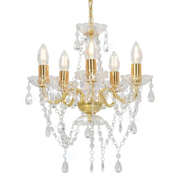 vidaXL Lustre avec Perles de Cristal Rond Lampe Suspendue Plafonnier Luminaire Eclairage Intérieur Salon Salle de Séjour 281602