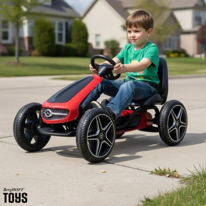 Go-kart a pedali MERCEDES-BENZ - Rosso - Età 3-7 anni - Prodotto con licenza ufficiale - Pneumatici in EVA - Sedile in pelle