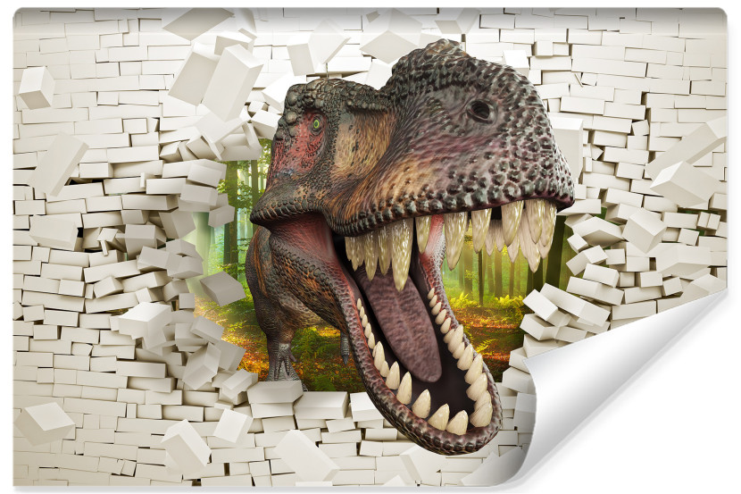 Fototapeta Młodzieżowa DINOZAUR Biała Cegła Mur 90x60cm