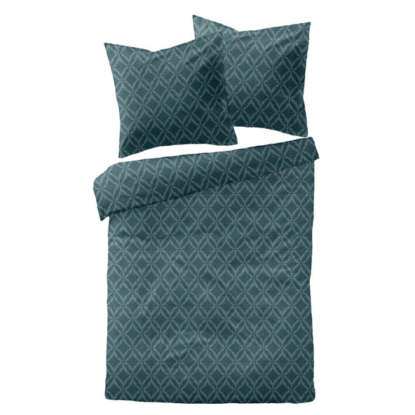 Lenjerie de pat din flanel Jacquard 200/220 + 2x80/80 cm, grafică petrol