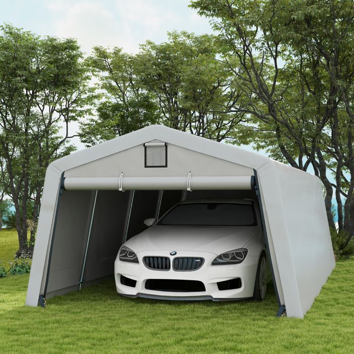 Cochera Outsunny - 618x330x240cm - PE - gris