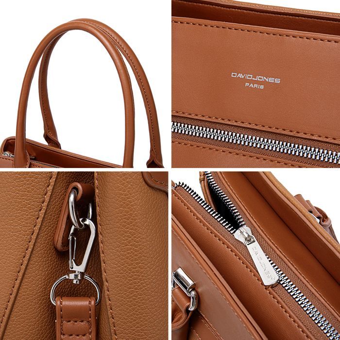 David Jones - Elegante borsa da donna - Borsa tote in ecopelle con tracolla - Scomparti multipli - Blu