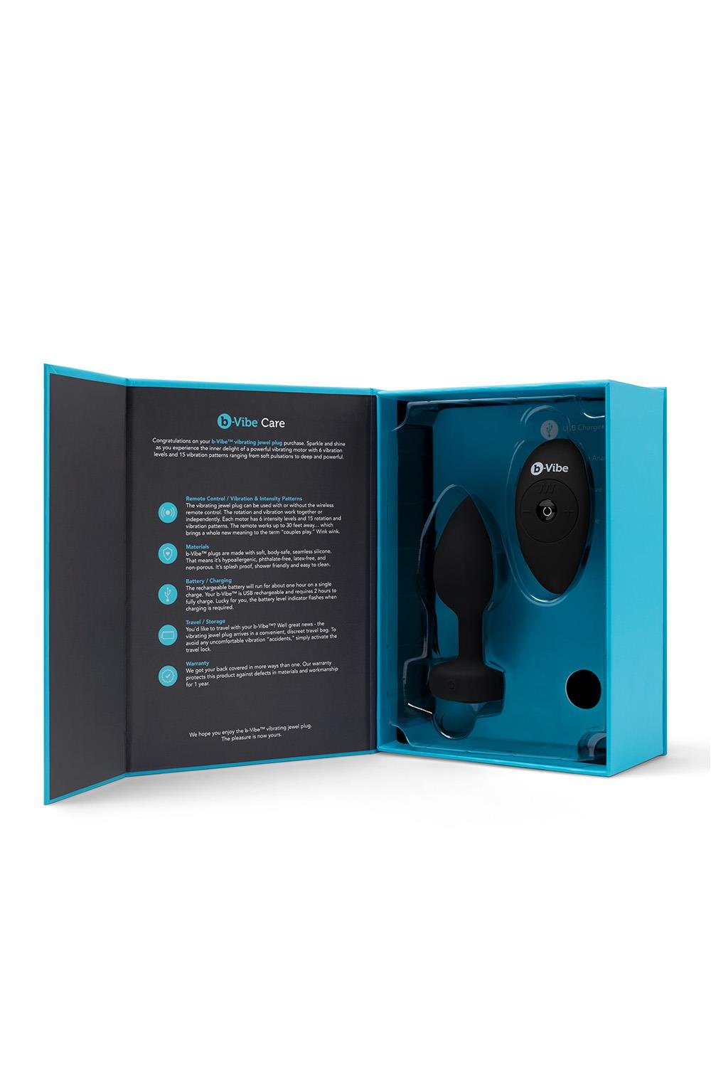 B-Vibe Plug vibrante bijou M/L Nero