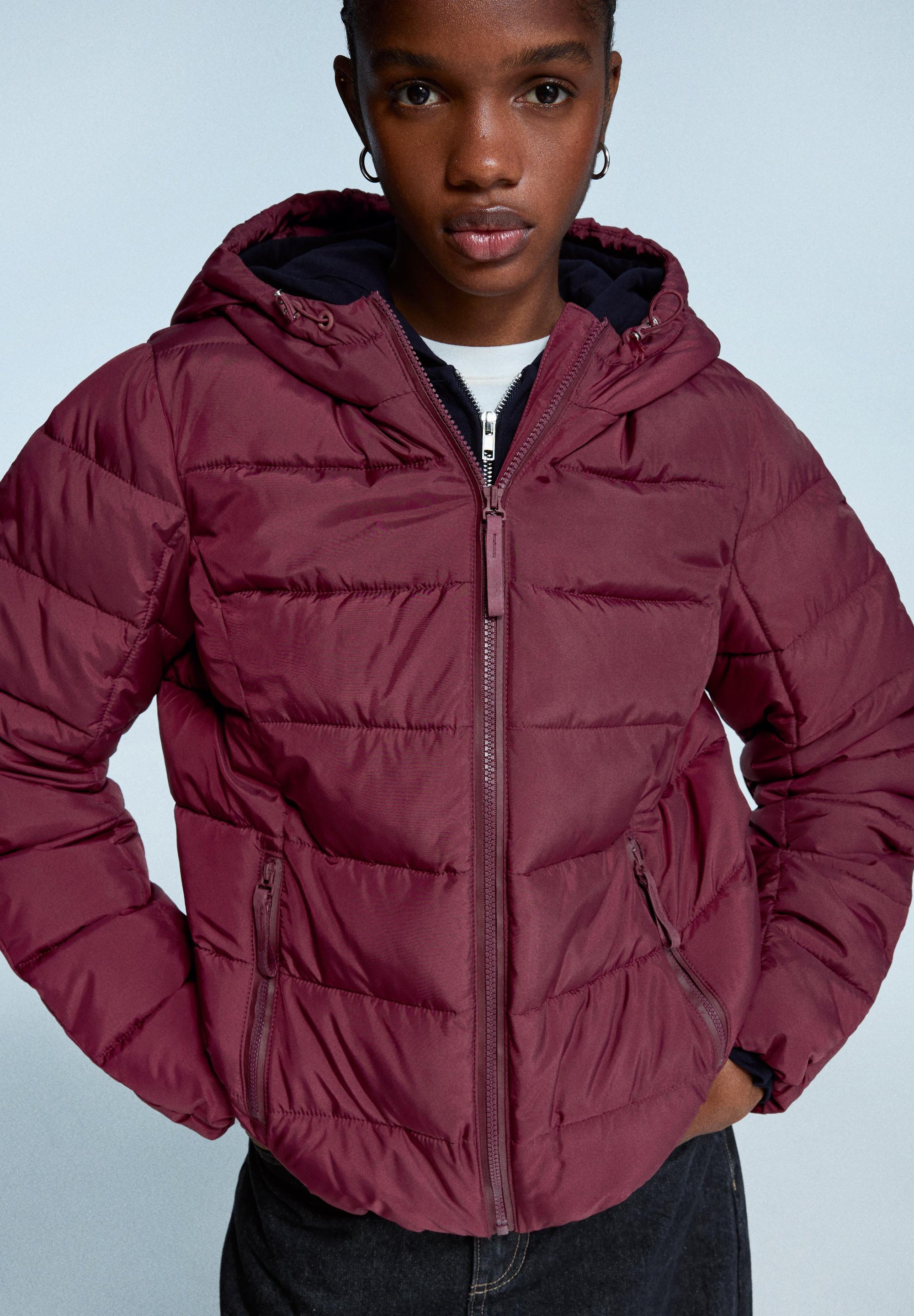 Bershka winterjas - donkerrood