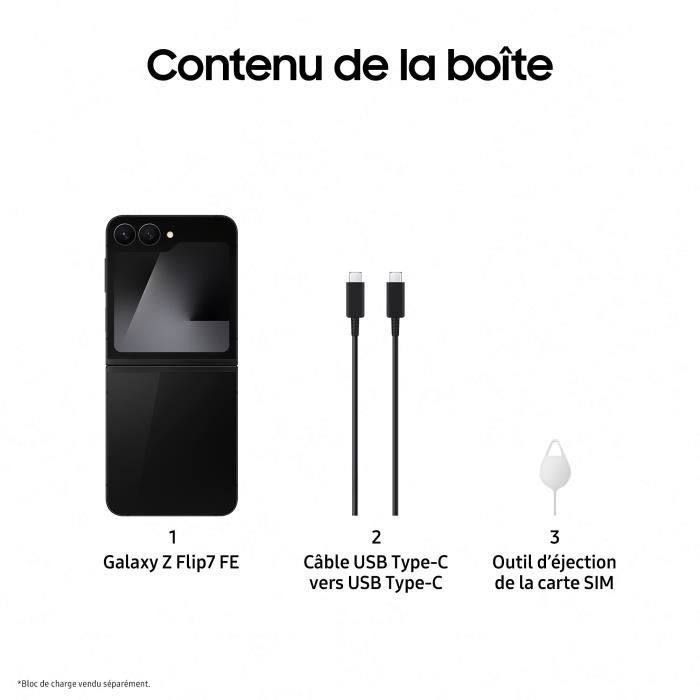 Samsung Galaxy Z Flip7 FE 5G Smartphone 128 Go Noir