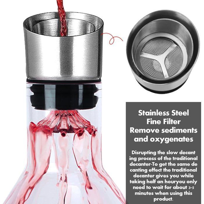 Decanter per vino rosso - Decanter Iceberg - Regalo per vino rosso - con filtro aeratore - 1500 ml