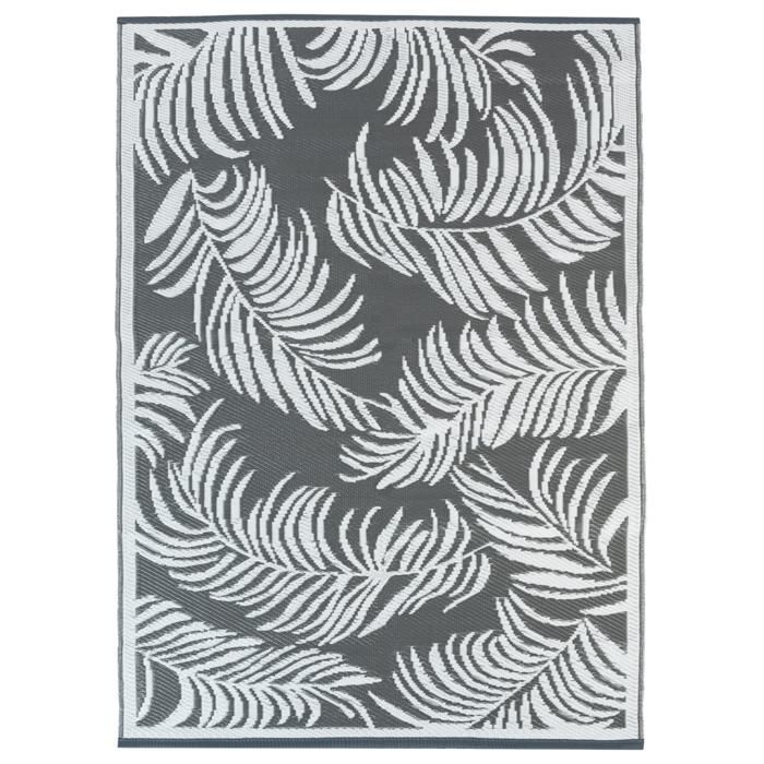 IDMARKET COCO Tropisch buitenkleed, grijs en wit, 180 x 280 cm