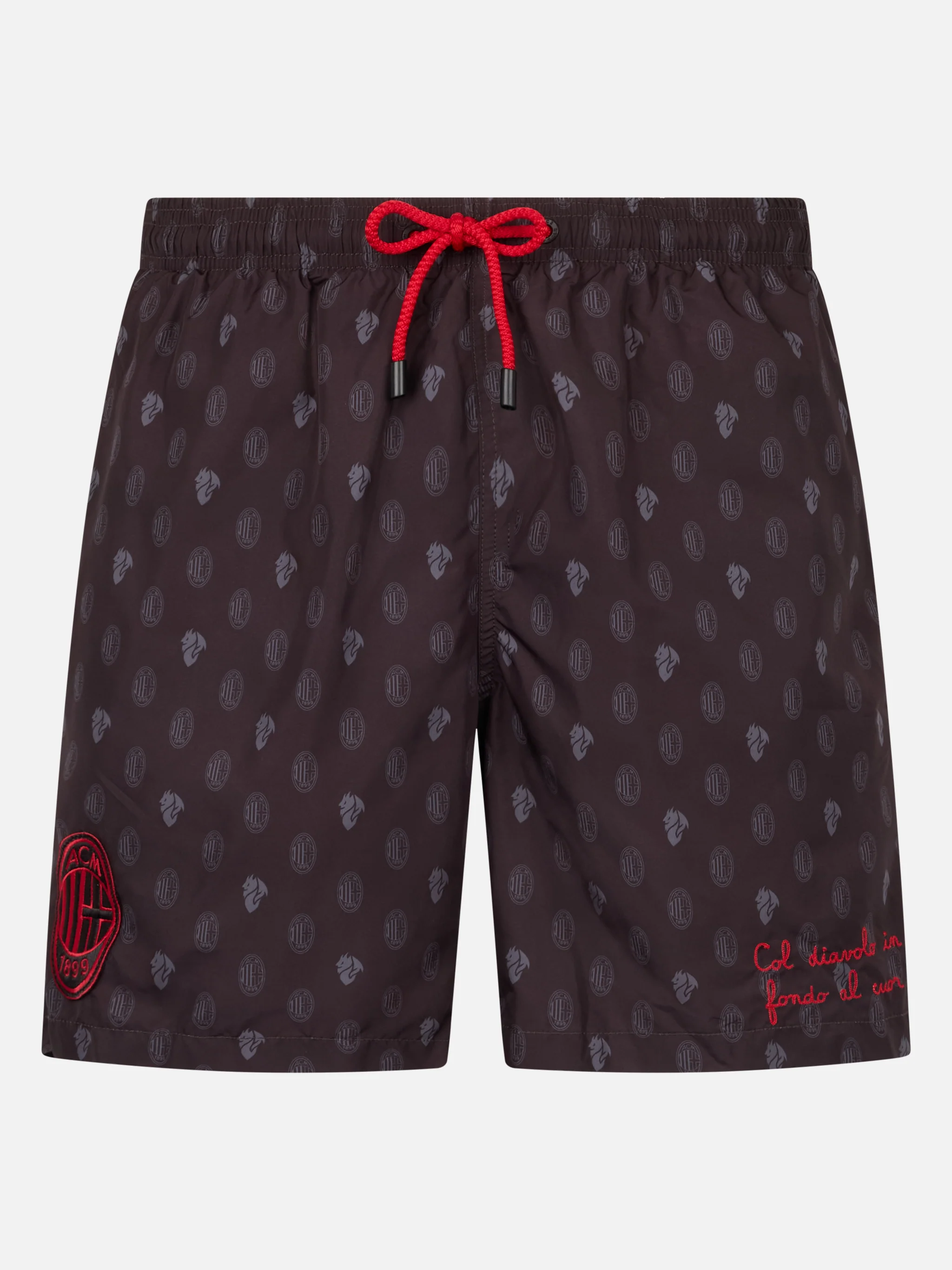 Man Lighting Swim Shorts | Milan Logo Print & Patch | AC Milan Special Edition | Quick Drying | Lightweight Fabric | MC2 Saint Barth