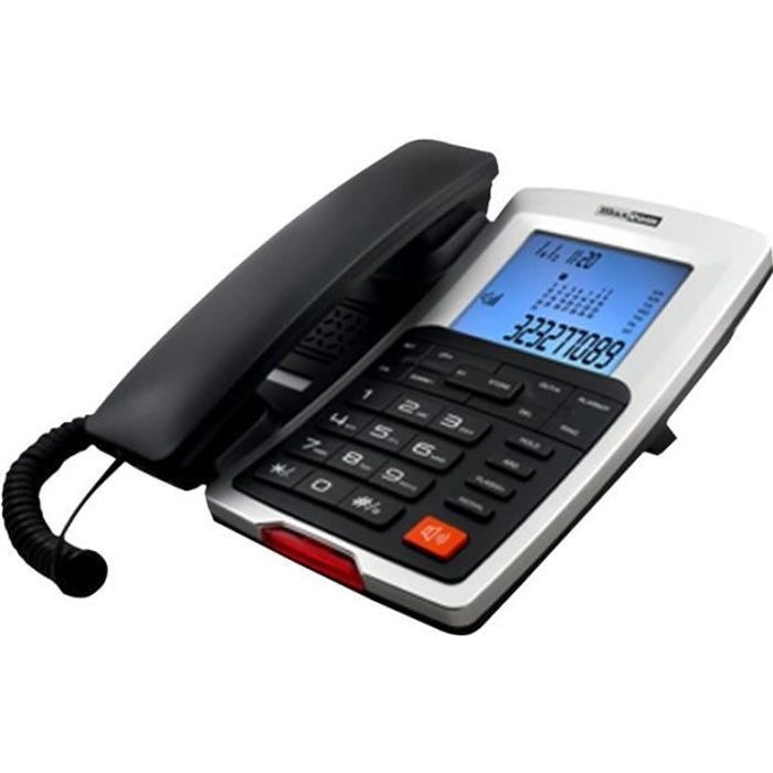 Telefone com fio MaxCom KXT709 com identificador de chamadas, preto