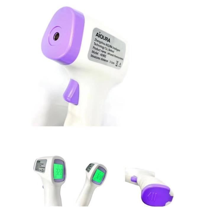 Thermometre Frontal Adulte, Thermometre sans Contact avec Affichage à LCD, Thermomètre Frontal Infrarouge Bébé Enfant Adulte