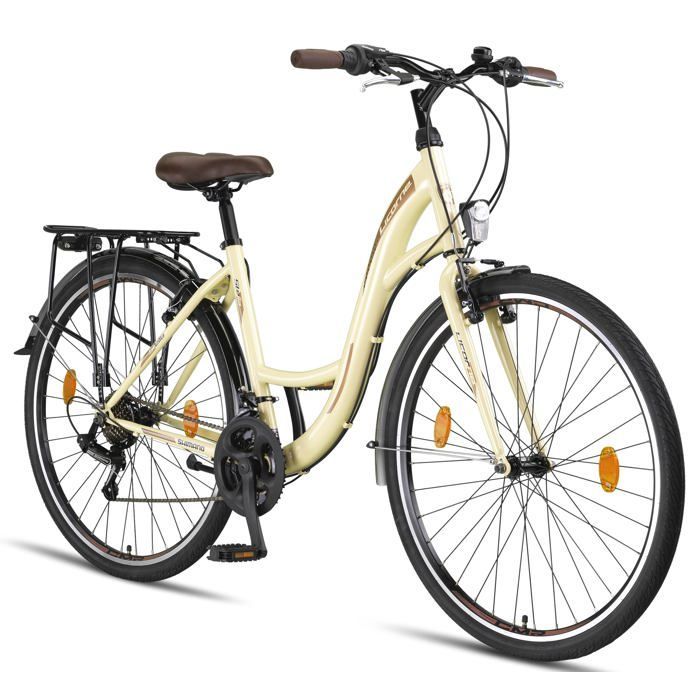Licorne Bike Stella Premium City Bike 24,26 et 28 pouces – Vélo hollandais, Garçon [Beige, 28]