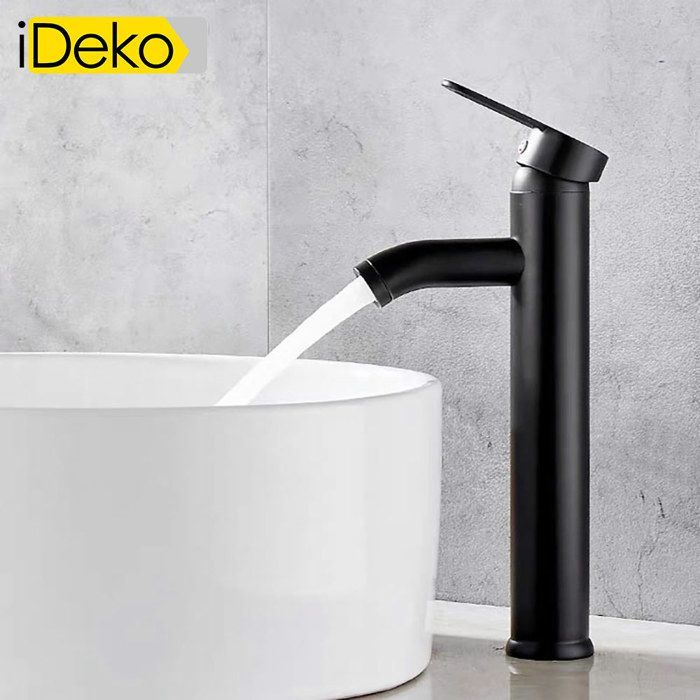 iDeko® badkamerkraan voor hoge wastafel, zwart keramisch design