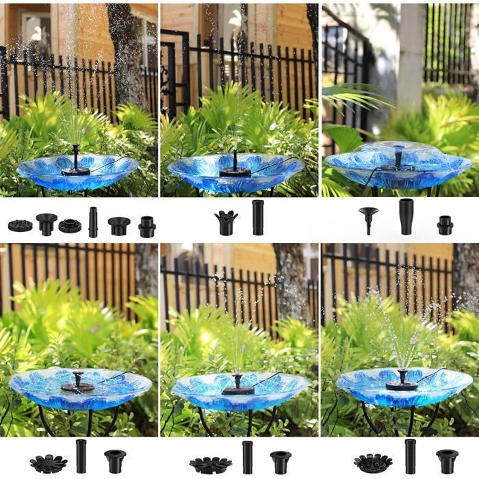 AISITIN 12W DIY Solar Fountain Pump, with 21 Nozzles and 2M Transparent Hose, Solar Fountain for Pond, Garden