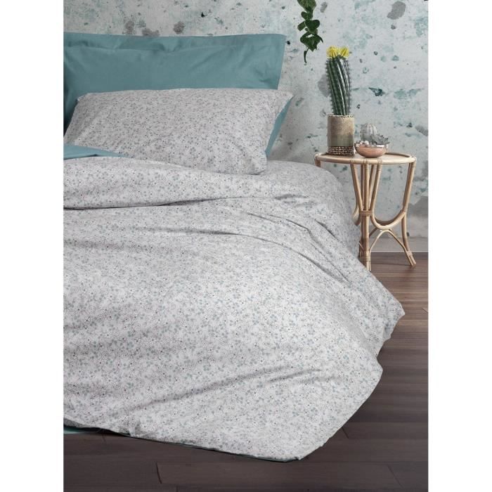 Set di biancheria da letto - 1 copripiumino 220 x 240 cm + 2 federe 60 x 60 cm - 100% cotone rinforzato - Menta
