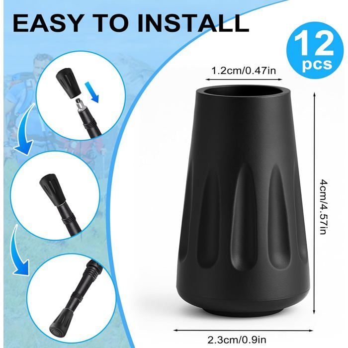 Rubber tips for hiking poles - MICH - 12 pieces - Universal - For Nordic walking poles