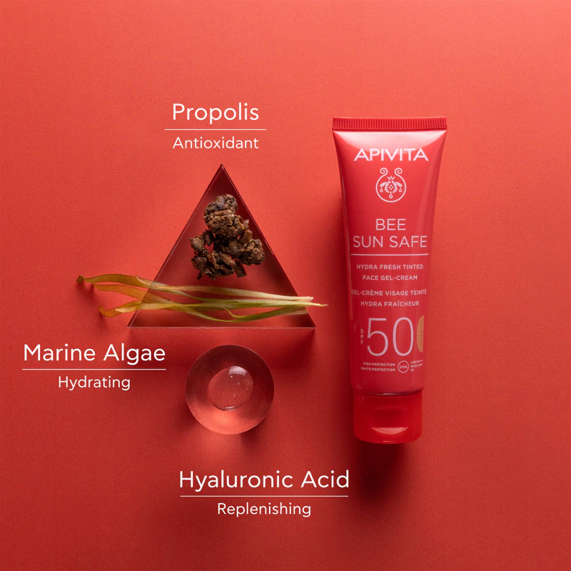Gel-creme facial hidratante com cor Apivita Bee Sun Safe FPS 50