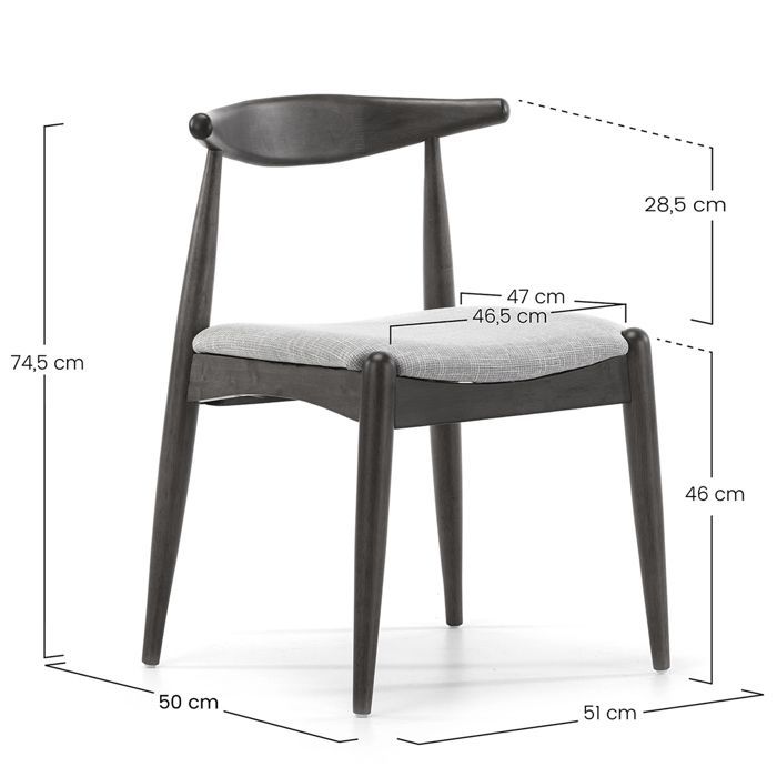 Conjunto de 2 cadeiras VS Venta-stock na cor Nogueira, em madeira maciça, com 52,5 cm (comprimento) x 50 cm (profundidade) x 74,5 cm (altura).