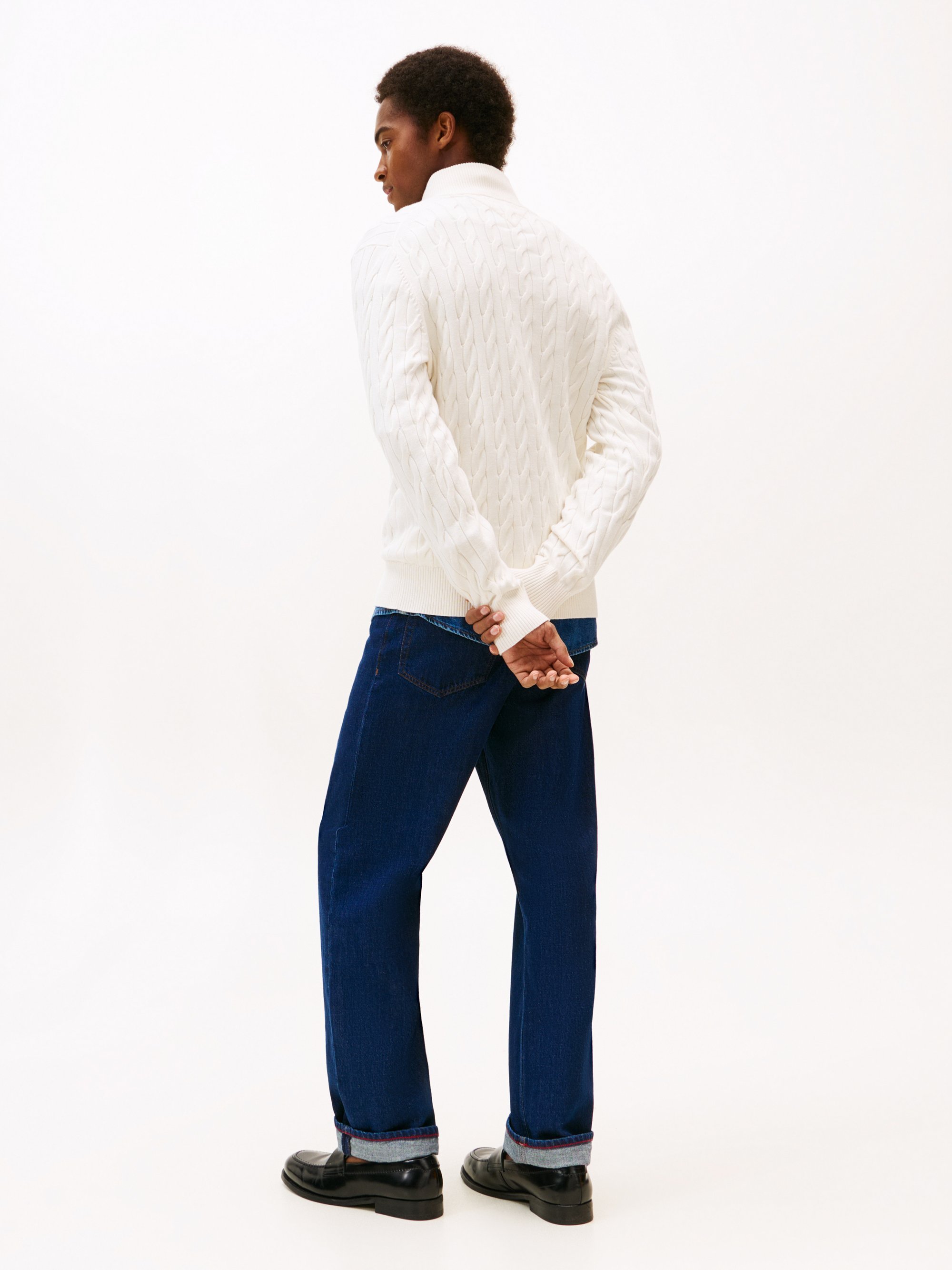 Tommy Hilfiger CLASSIC CABLE ZIP MOCK - Pullover - elfenbeinfarbenes Blütenblatt