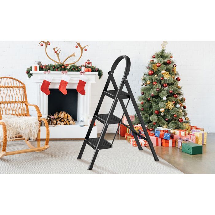 Opvouwbare ladder - FLASIDU - Model 9038 - IJzer - Maximale belasting 150 kg - Extra groot voetplatform