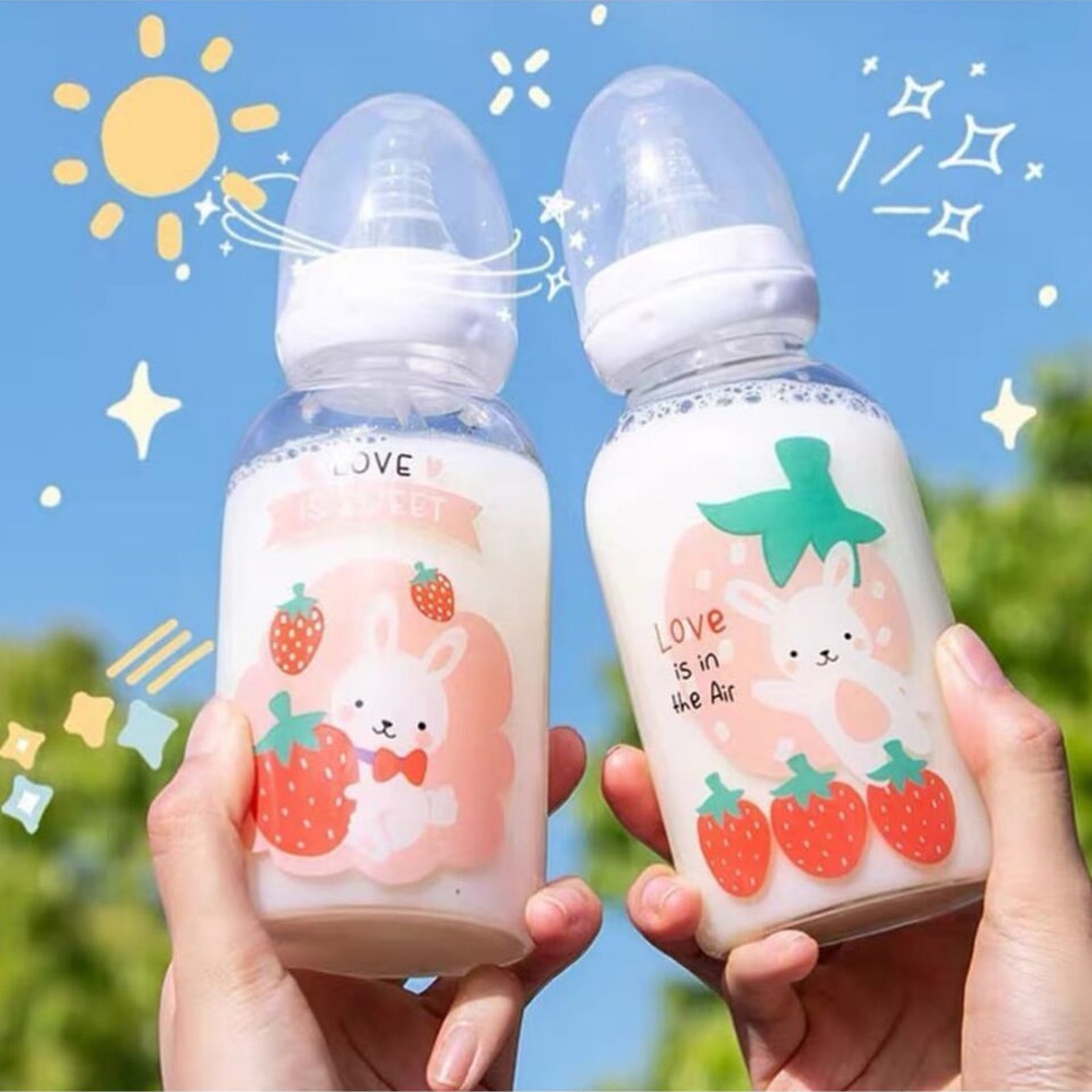 Nuevo y creativo chupete para adultos, botella de agua con pajita, precioso biberón de vidrio con diseño de margarita, portátil, para niños y estudiantes.