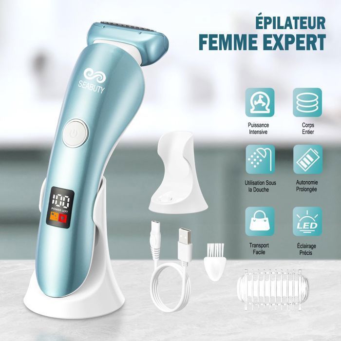 Elektrisch scheerapparaat voor vrouwen - Oplaadbare pijnloze bikin trimmer - IPX7 waterdicht - Voor gezicht, armen, benen, oksels en bikinilijn
