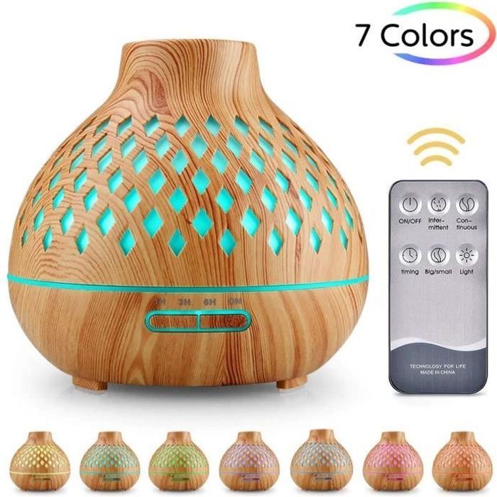 Diffusore di oli essenziali, umidificatore a ultrasuoni da 400 ml con 7 luci LED colorate per casa, yoga, ufficio, spa