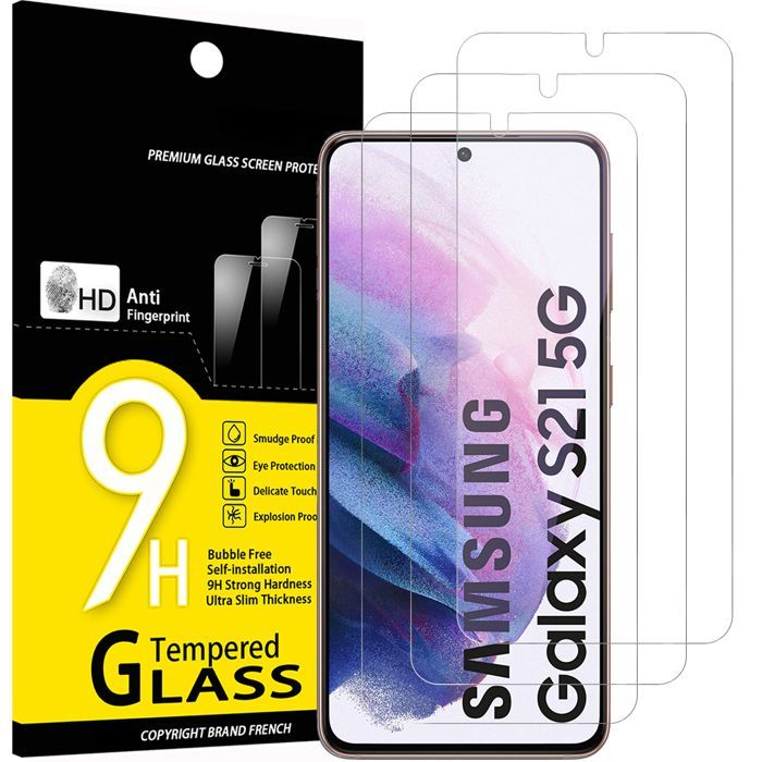 Lot de 3, Verre Trempé pour Samsung Galaxy S21 5G (6.2), Film Protection écran - Anti Rayures - sans Bulles d'air