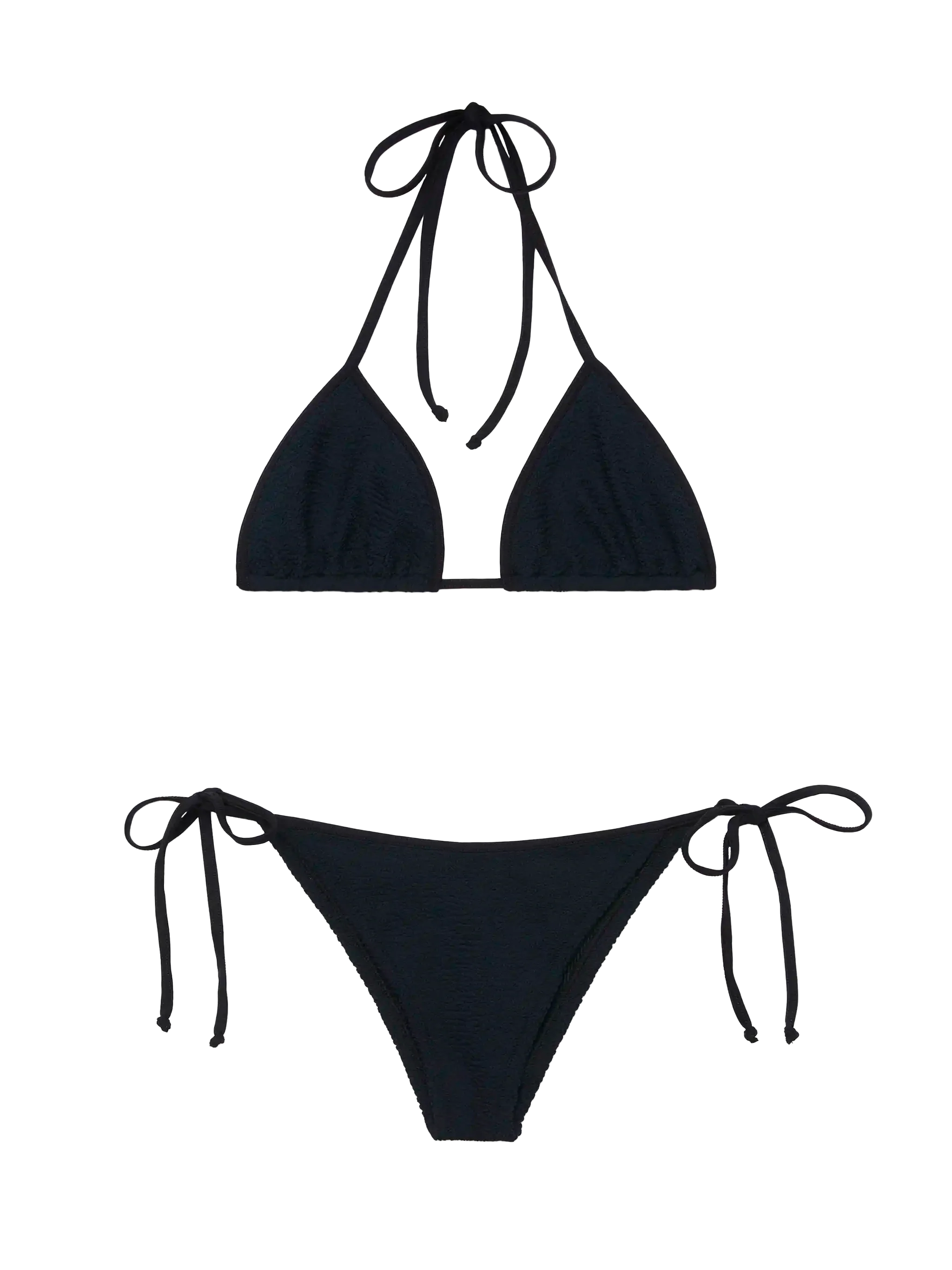 Leah-Marielle Klassieke Zwarte Triangel Bikini met Kreukelrand