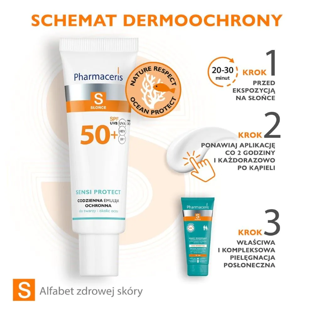 Pharmaceris S Sensi Protect Codzienna emulsja ochronna do twarzy i okolic oczu SPF50+