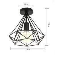 UNI Plafonnier Industrielle Cage Forme Diamant Noir Lustre Suspension Métal Luminaire Couloir Cuisine