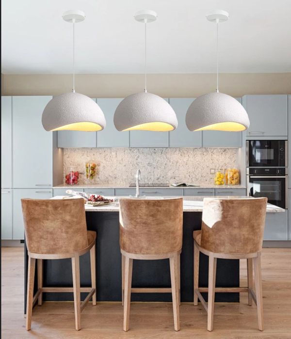 iDEGU Suspension Luminaire Moderne Industriel 40cm Créatif Lustre Plafonnier Ciment Design Edison pour Salon Chambre,Blanc