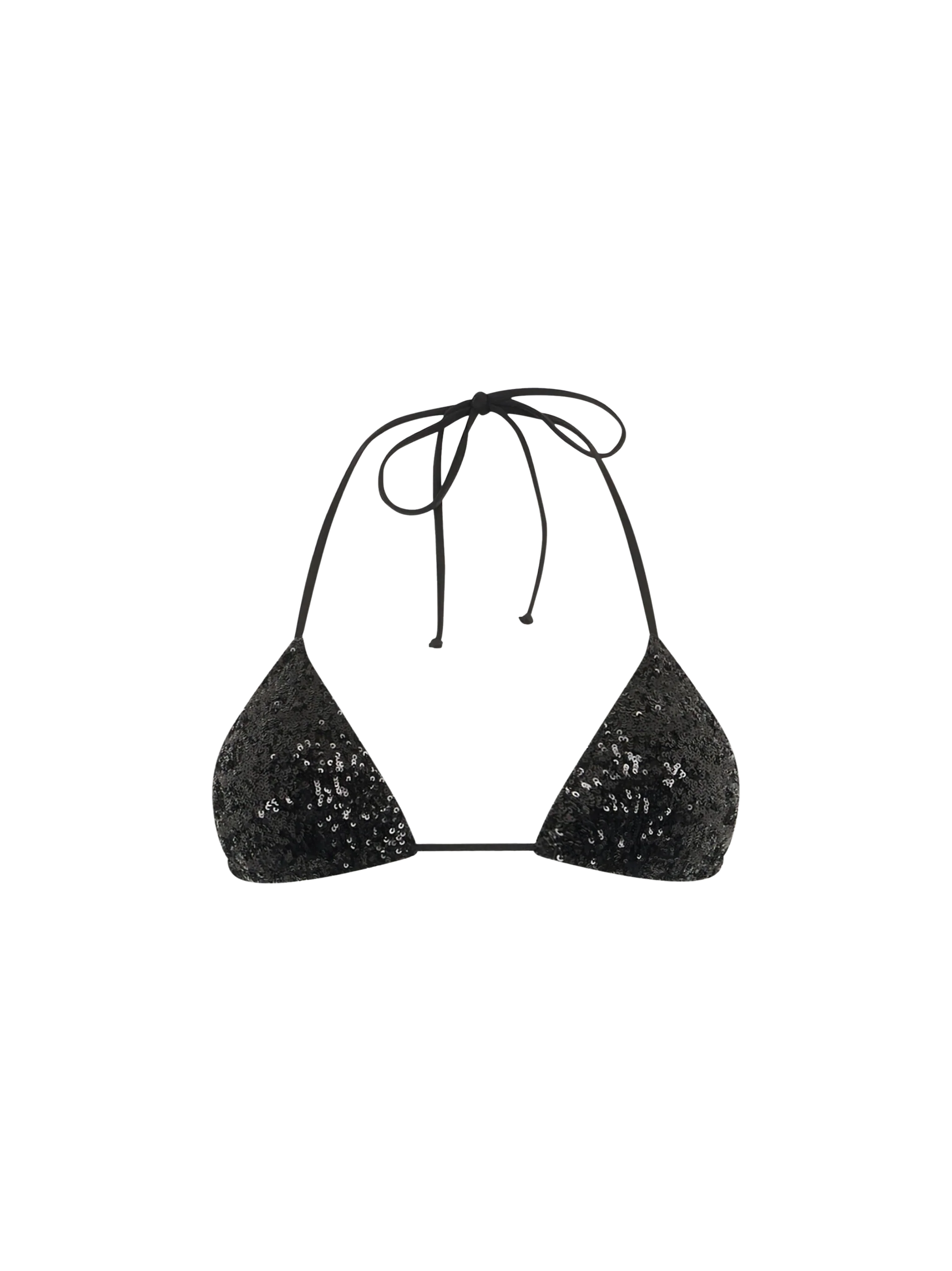 Bikini triangular negro con lentejuelas para mujer de Leah Marielle