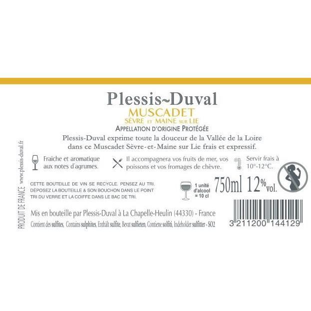 Plessis-Duval Muscadet Sèvre et Maine sur Lie - Vin blanc de Loire 2023