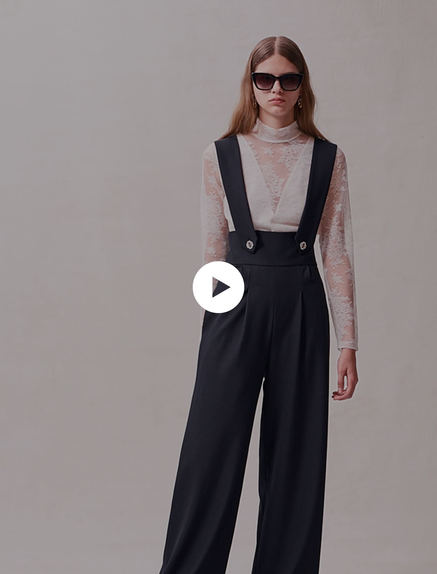 Pantaloni lungi cu bretele - Negri