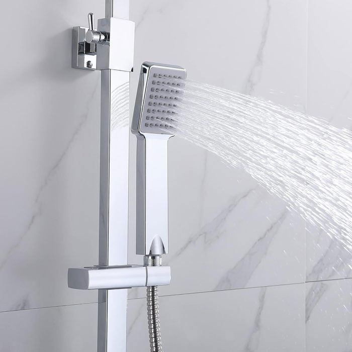 Thermostatic Shower Column, Bathroom Thermostatic Shower Column with Height-Adjustable Mixer Tap Shower System