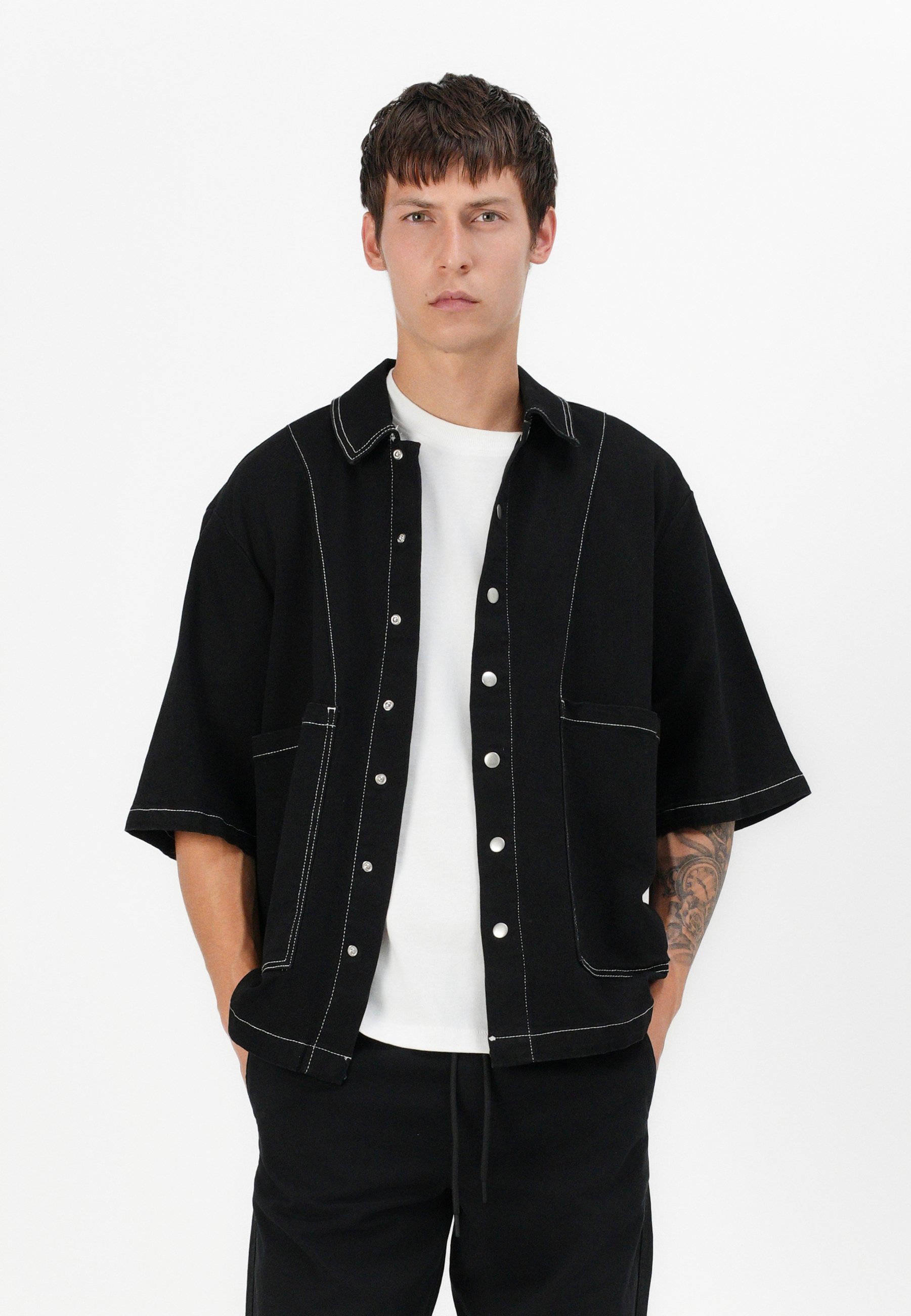 Jack & Jones JPSTKANE TROY JOGGINGBROEK MET OMSLAG - Broek - zwart