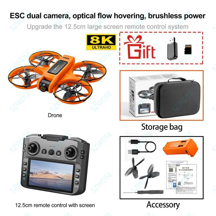 Ny S156 RC Drönare 2.4G 5G WIFI Professionell 8K Flygfotografering Fjärrstyrd Flygplan HD Dubbelkamera Quadcopter Orange