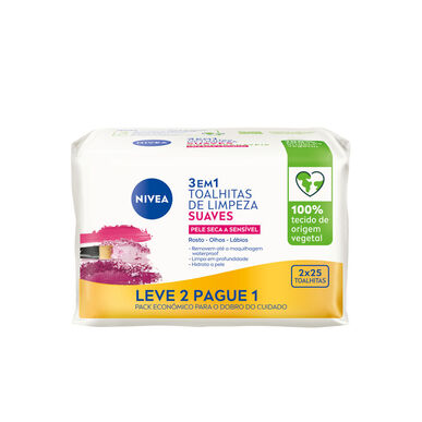 Nivea Toalhitas Limpeza Rosto Suaves Pele Sensível      25   25 un 25   25 un